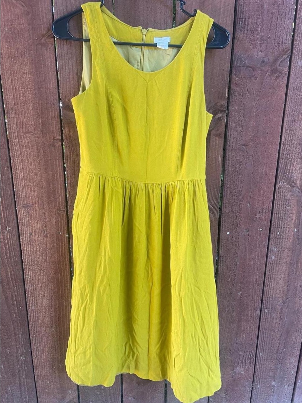 J.Crew Mustard Yellow Heather Chartreuse Hilary Fit & Flare Elegant Dress Sz 4 - Picture 2 of 9